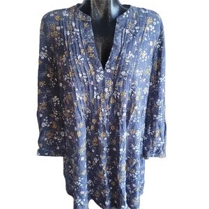 Old Navy Floral Print V Neck Long Blouse L